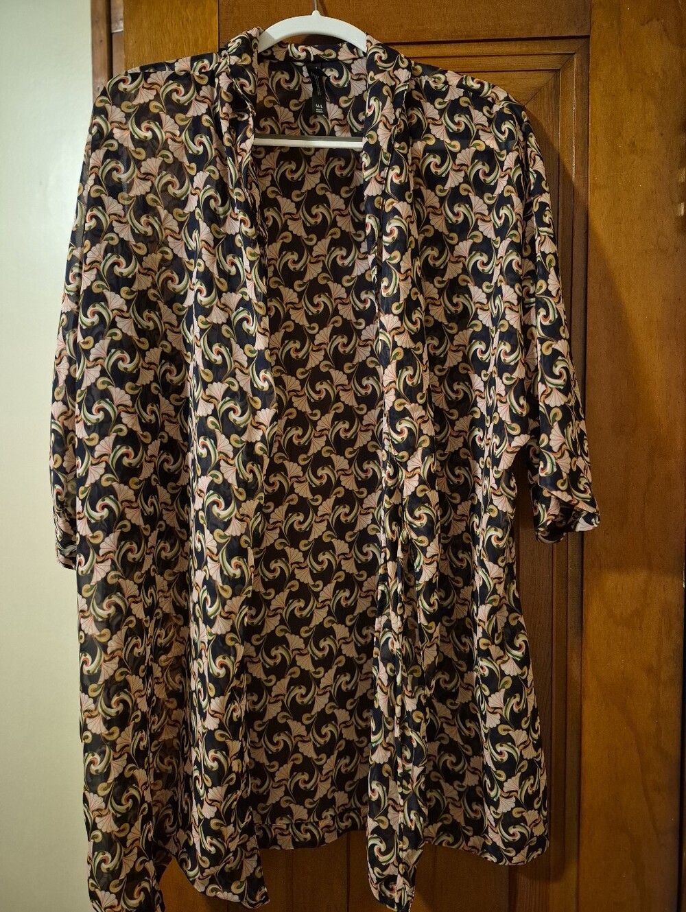 Boho Open Front Kimono Style Top, Beach Cover Up M/L